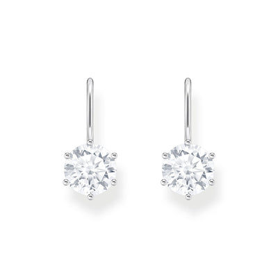 Earrings with white zirconia - silver