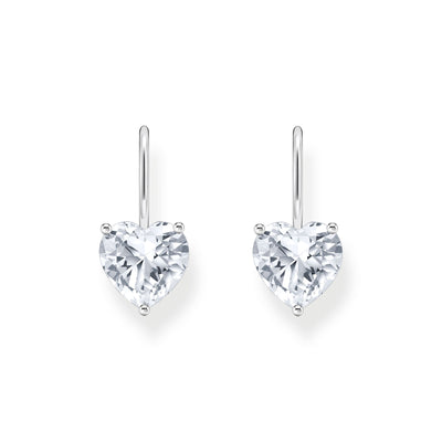 Earrings with white heart-shaped zirconia