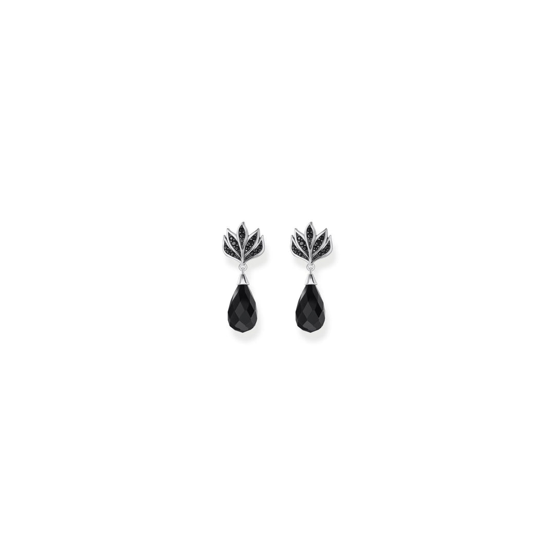 Blackened ear studs with drop-shaped