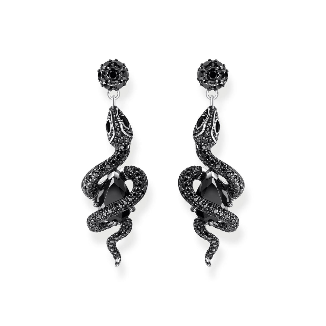 Earrings with snake pendant and zirconia