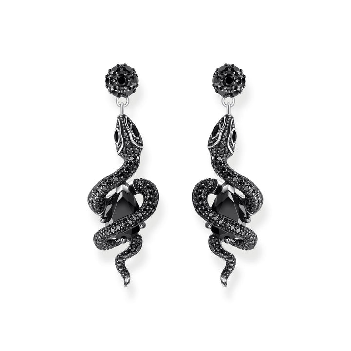 Earrings with snake pendant and zirconia