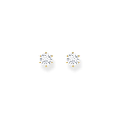 Ear studs with white zirconia in brilliant cut