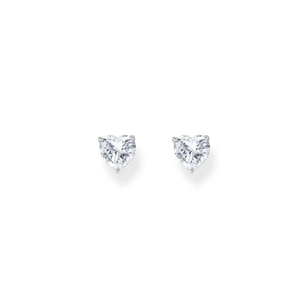 Ear studs heart-shaped with white zirconia