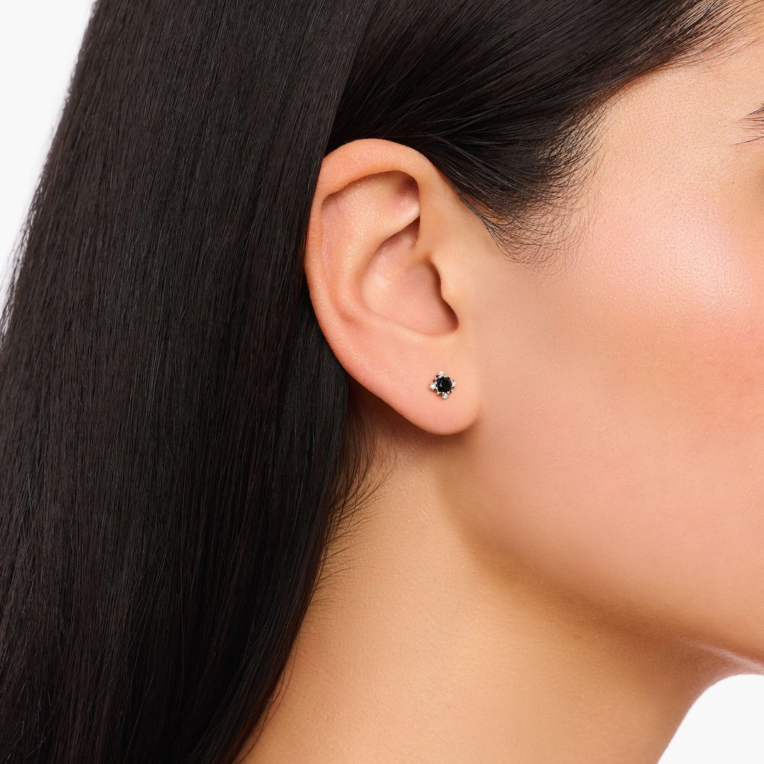 Vintage Romance Small ear studs with black zirconia