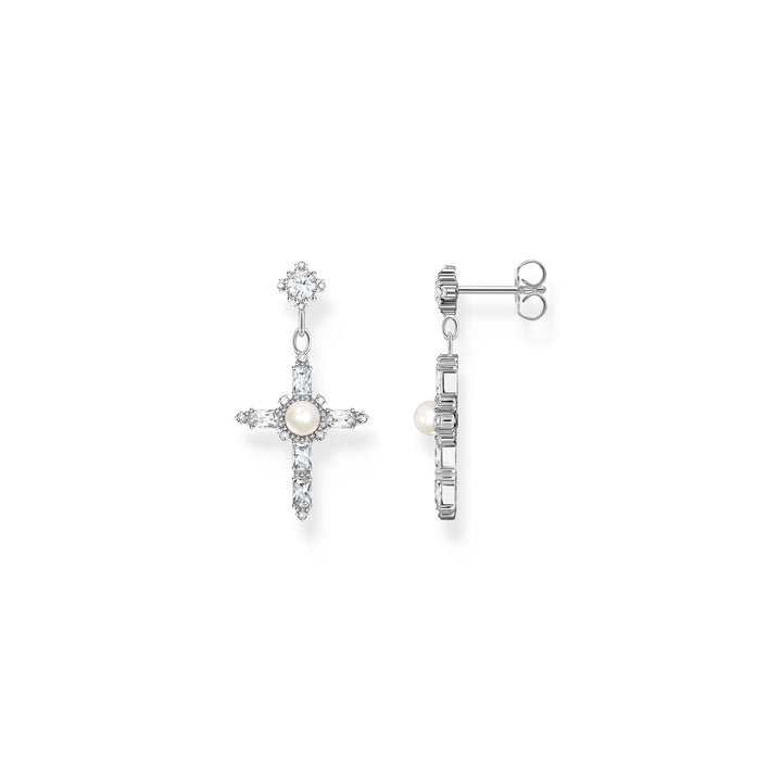 Earrings Cross Romance with white stones  | THOMAS SABO Australia