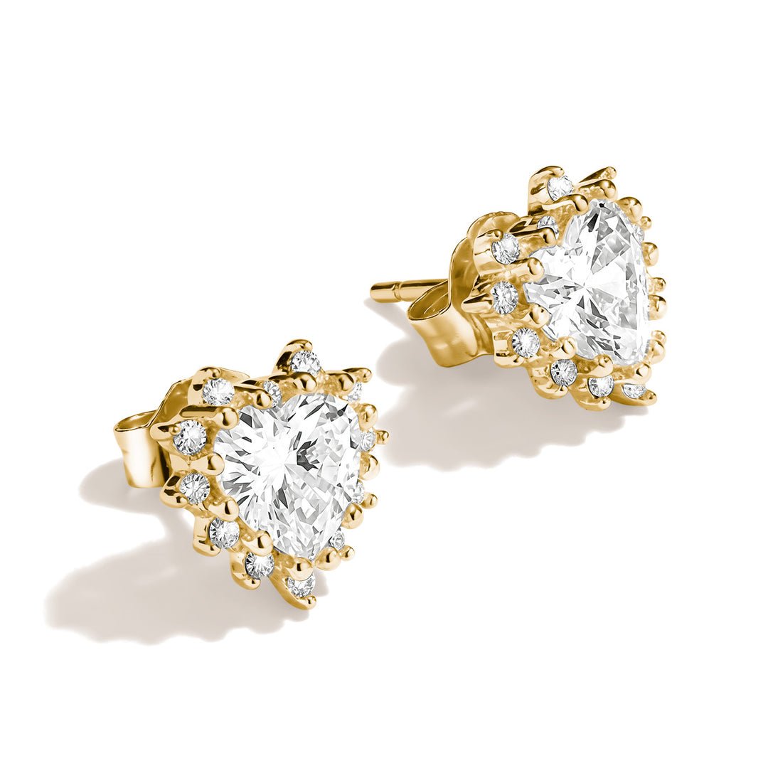 Ear studs with heart cut zirconia