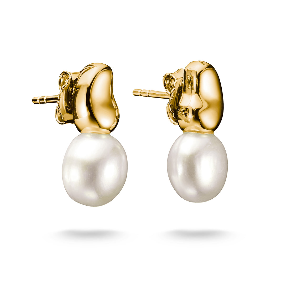 Ear Studs with Freshwater Pearl Drop in Gold | THOMAS SABO Australia