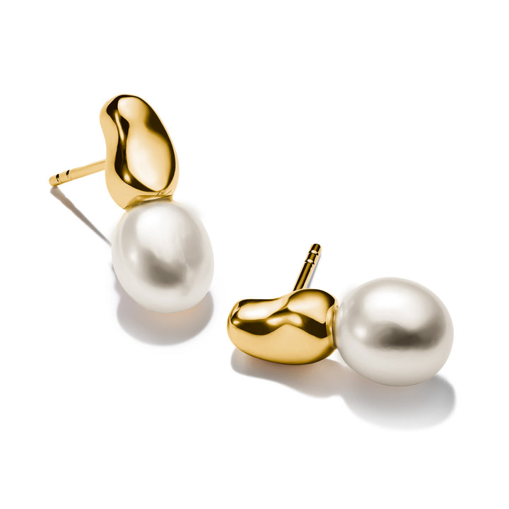 Ear Studs with Freshwater Pearl Drop in Gold | THOMAS SABO Australia