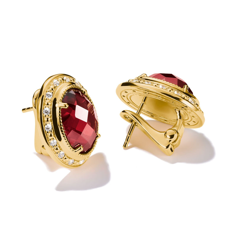 Clip-On Earrings with Red Stones Elyndra