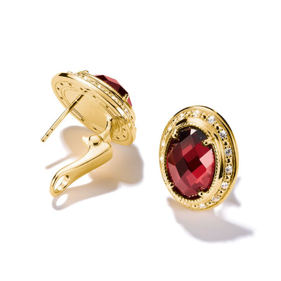 Clip-On Earrings with Red Stones Elyndra