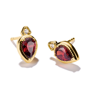 Stud Earrings with Red Stones