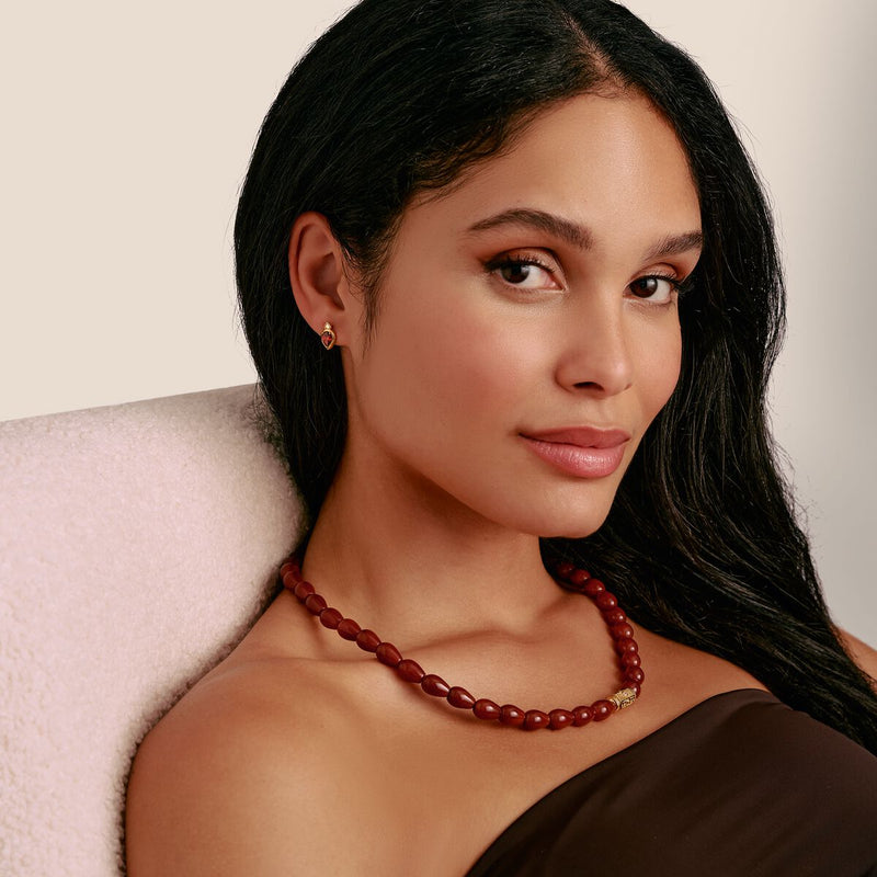 Stud Earrings with Red Stones