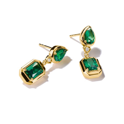 Earrings with Green Stones