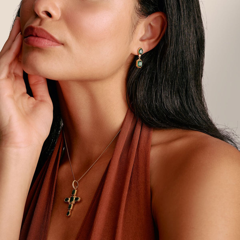 Earrings with Green Stones