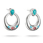 Half-Hoop Earrings with Turquoise, White & Red Stones | THOMAS SABO Australia