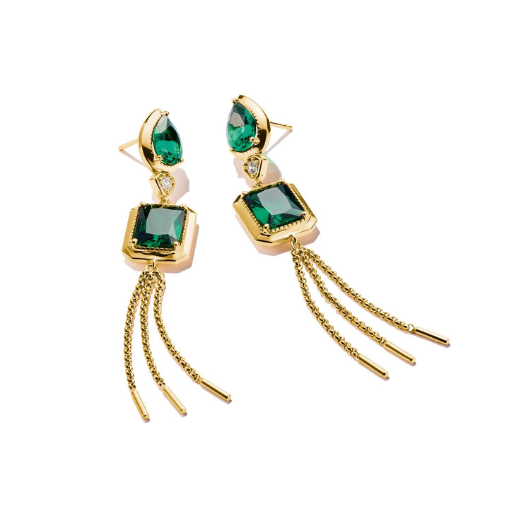 Earrings with Green Stones
