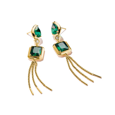 Earrings with Green Stones