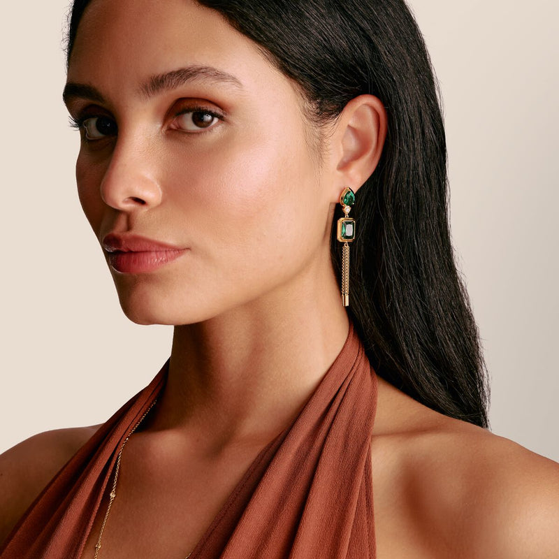 Earrings with Green Stones