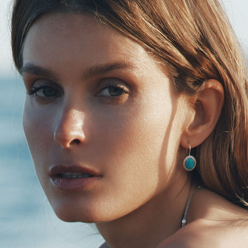 Earrings with Turquoise Oval Stones