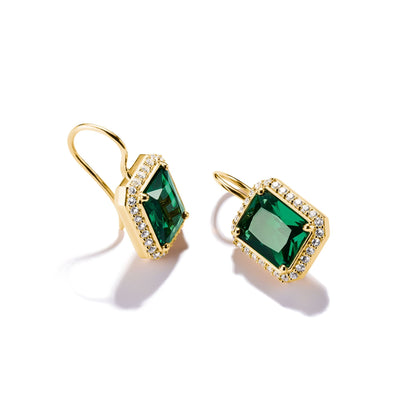 Earrings with Green Octagonal Stones
