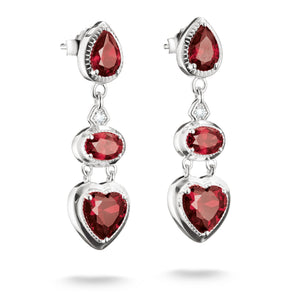 Drop Earrings with Red Heart Stones Elyndra | THOMAS SABO Australia