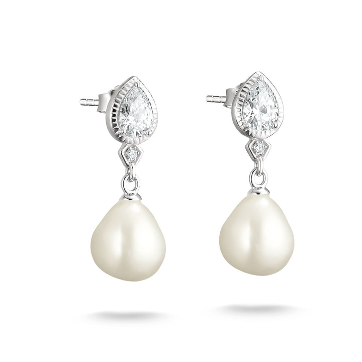 Earrings pearl with zirconia in teardrop shape | THOMAS SABO Australia