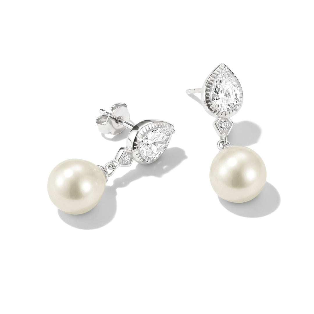 Earrings pearl with zirconia in teardrop shape | THOMAS SABO Australia