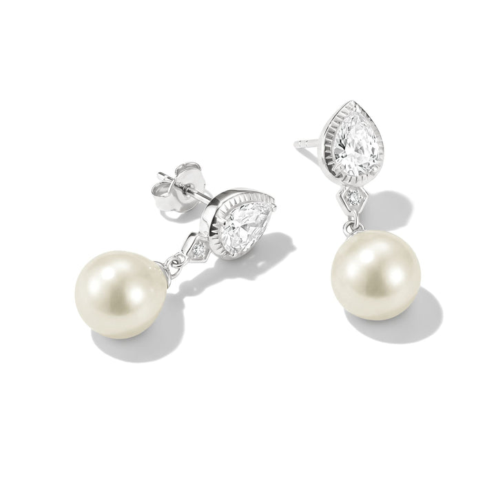 Earrings pearl with zirconia in teardrop shape | THOMAS SABO Australia