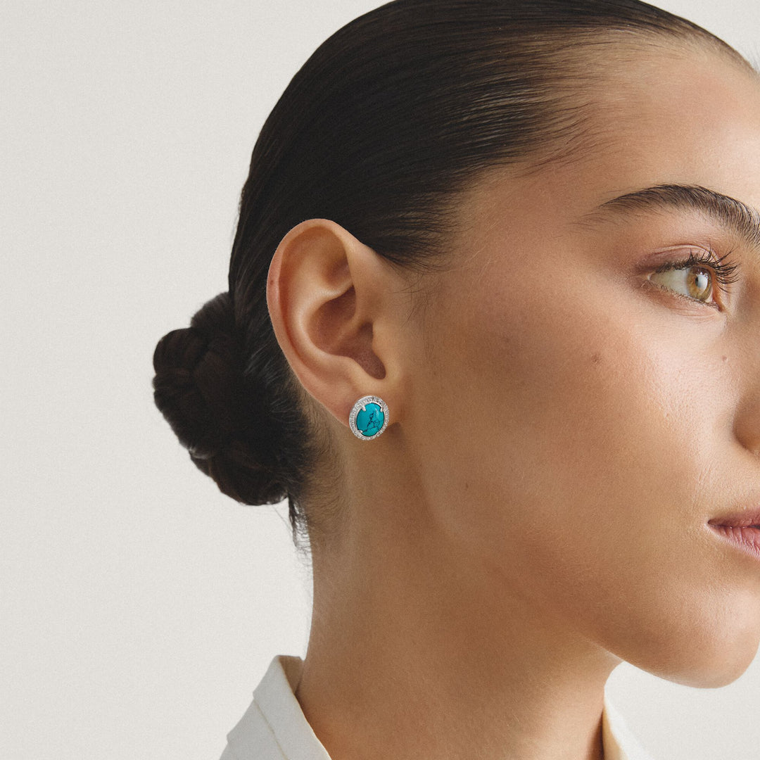 Ear studs with imitation turquoise and zirconia | THOMAS SABO Australia