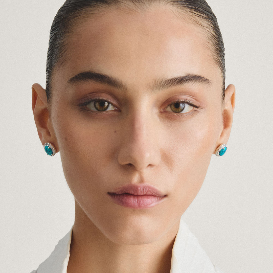 Ear studs with imitation turquoise and zirconia | THOMAS SABO Australia
