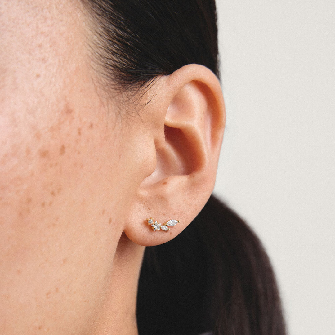 Stud earrings with zirconia