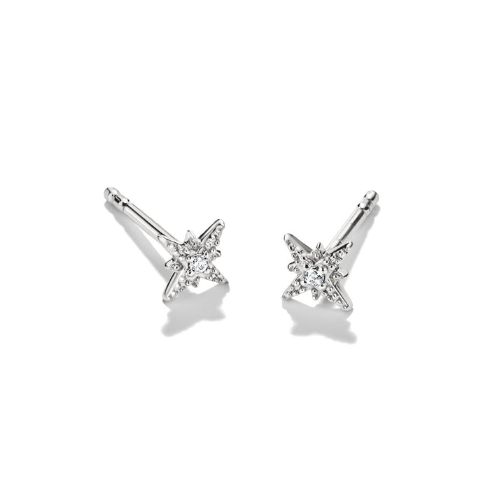 Stud earrings star with zirconia