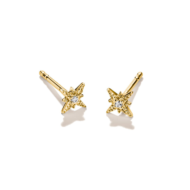 Stud earrings star with zirconia