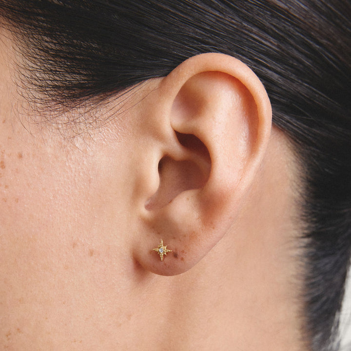 Stud earrings star with zirconia