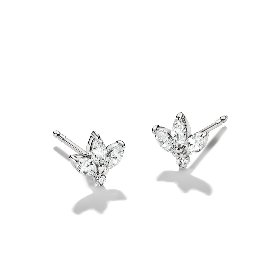 Stud earrings flower with zirconia in teardrop shape