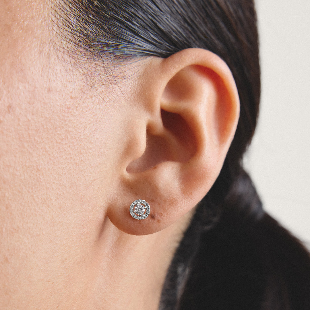 Stud earrings with brilliant-cut zirconia