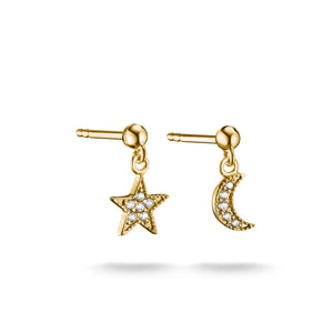 Stud earrings moon and star with zirconia | THOMAS SABO Australia