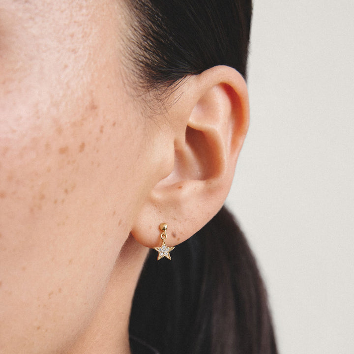 Stud earrings moon and star with zirconia