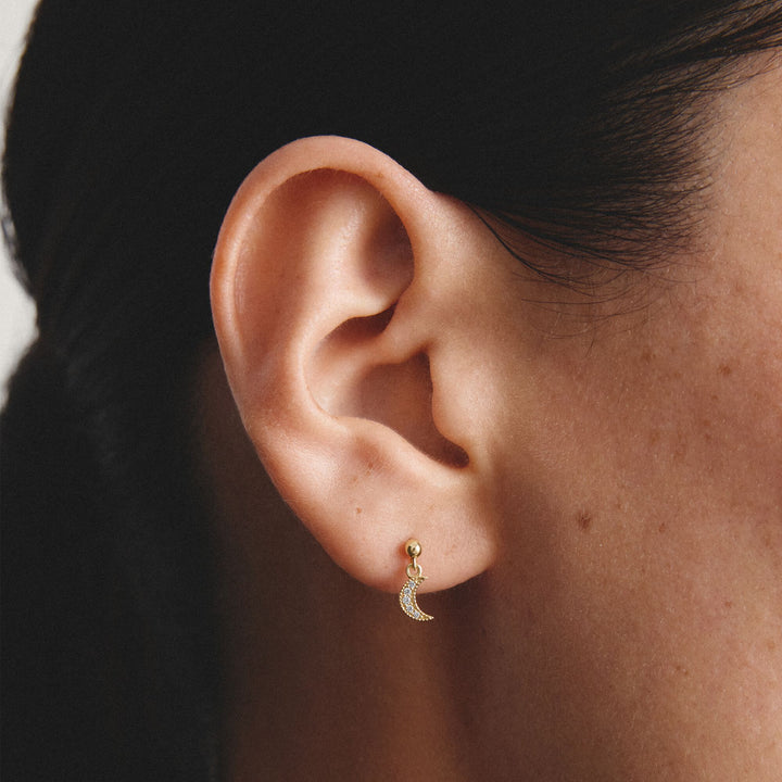Stud earrings moon and star with zirconia