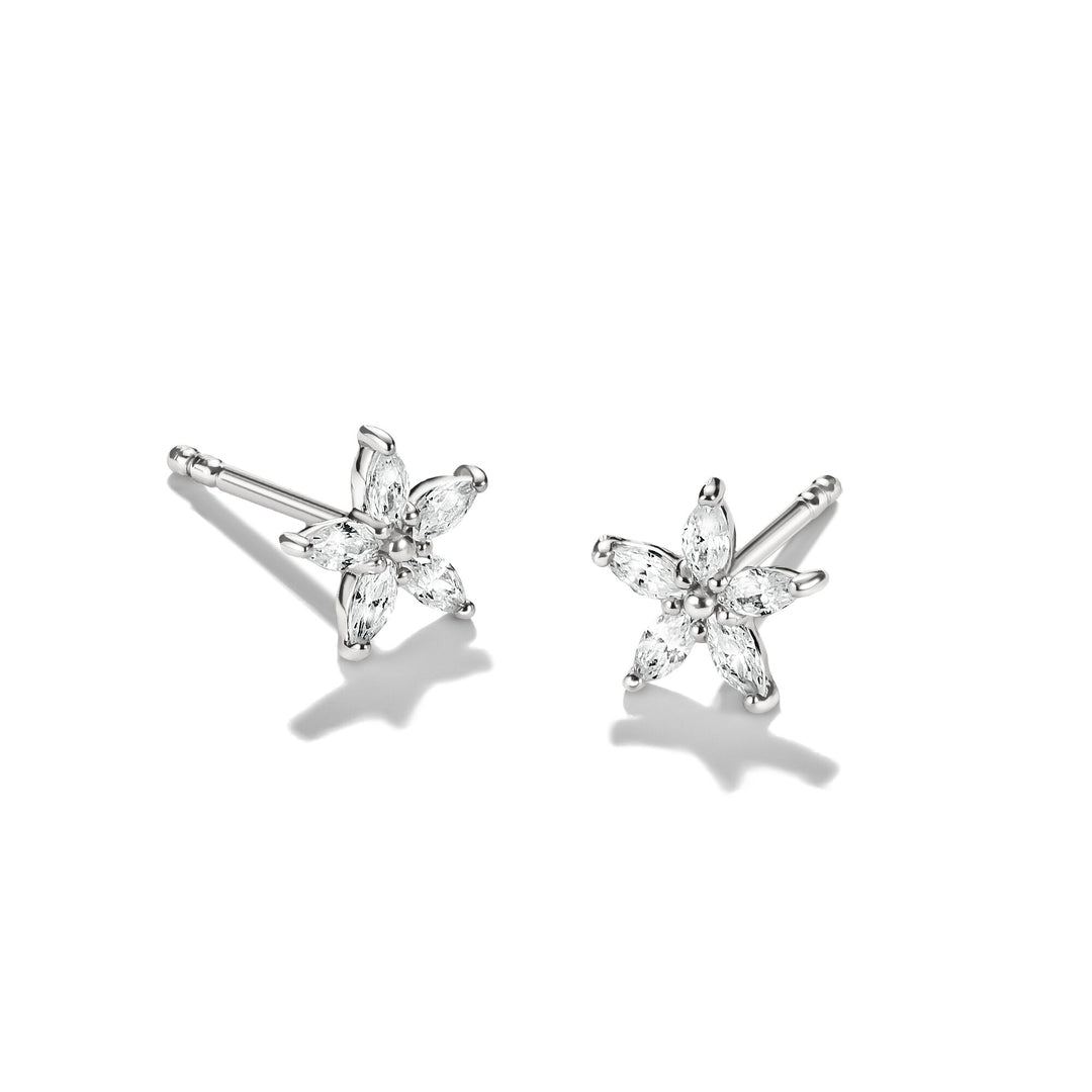 Stud earrings flower with zirconia