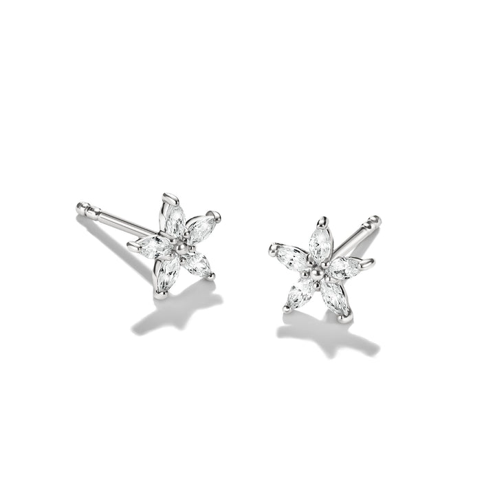 Stud earrings flower with zirconia