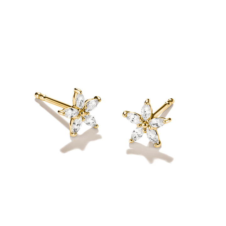 Stud earrings flower with zirconia