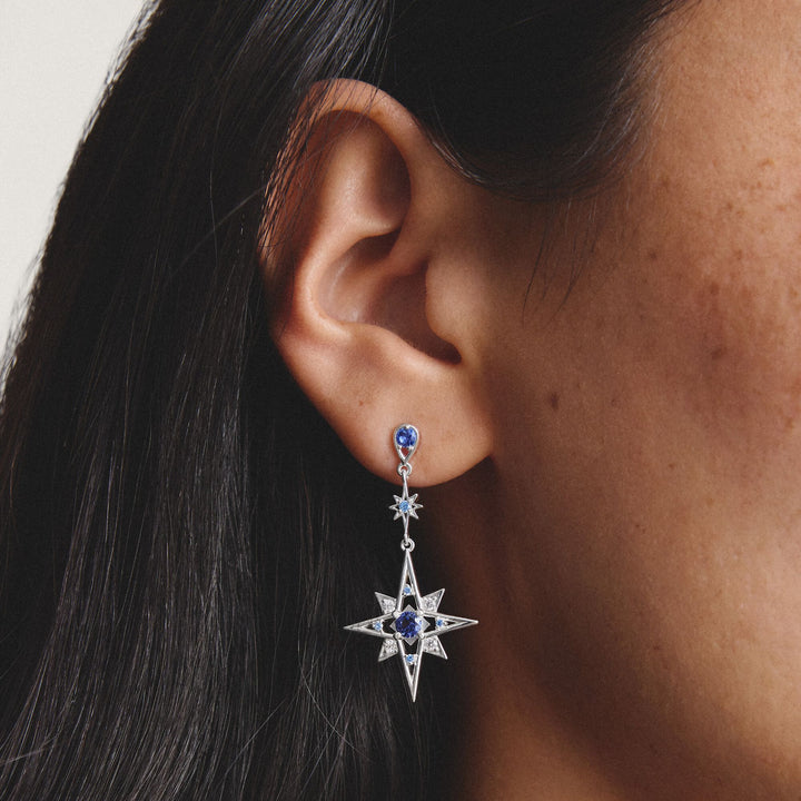 Earrings moon and star with blue stones