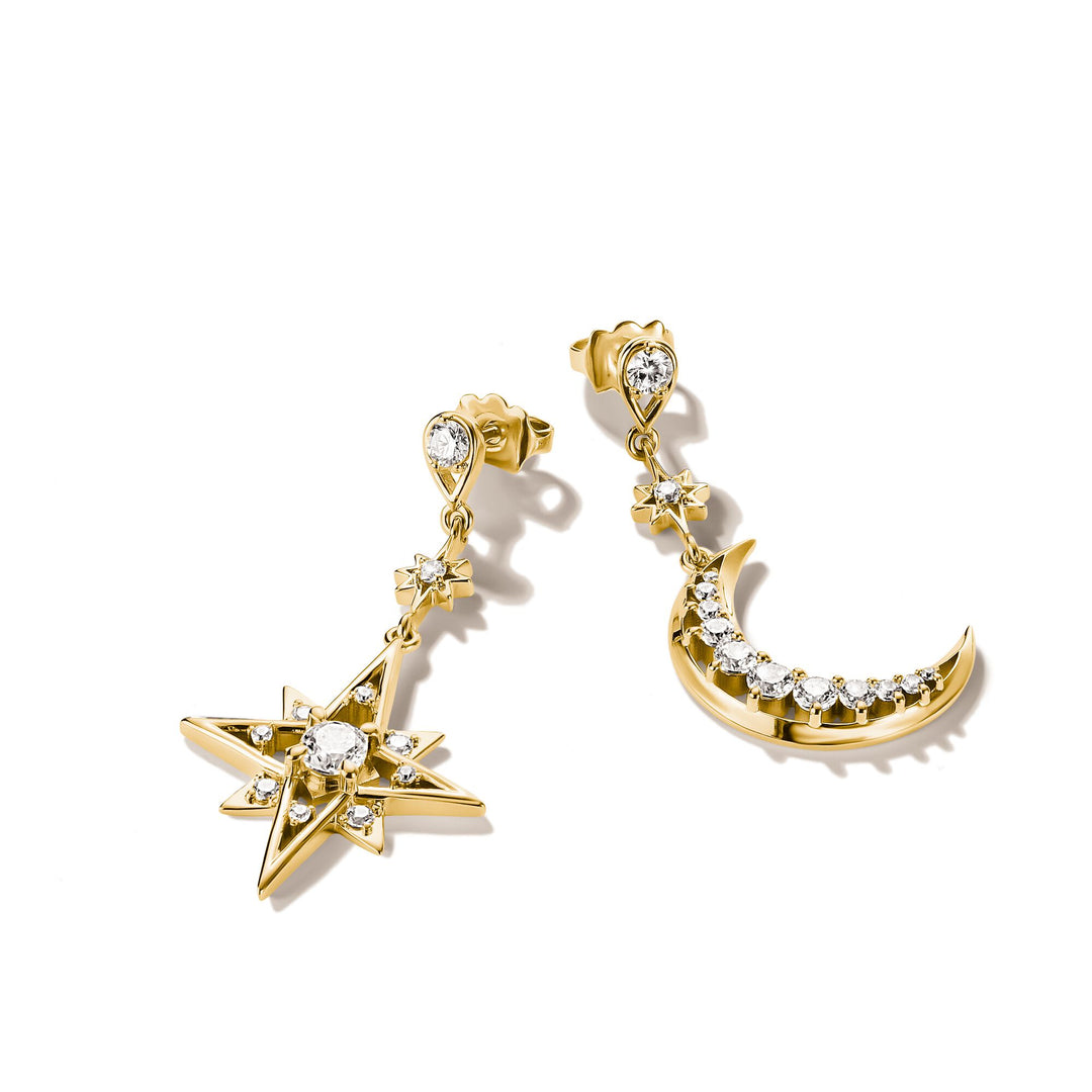 Earrings moon and star with zirconia