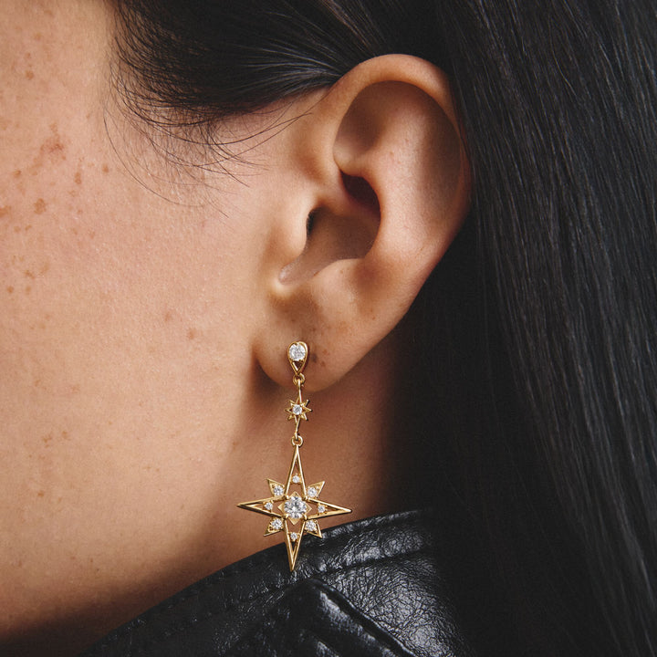 Earrings moon and star with zirconia
