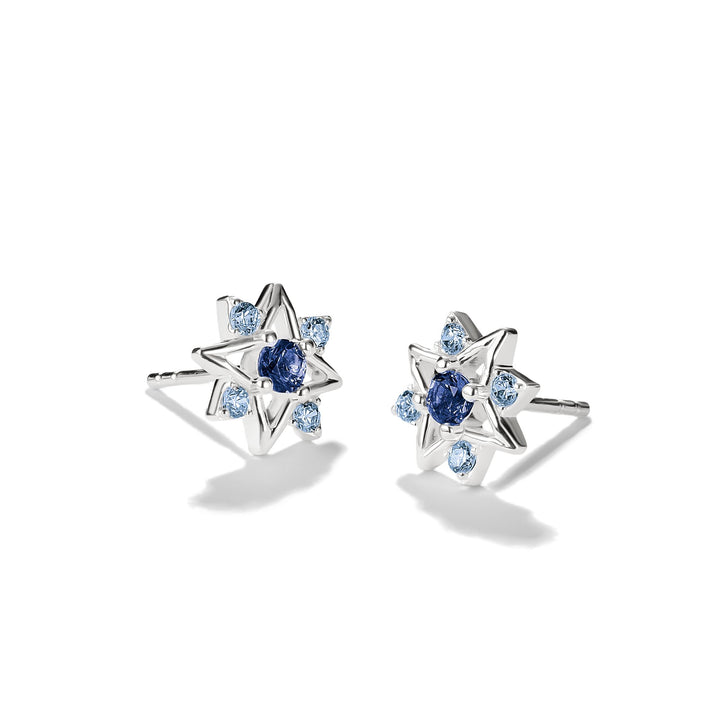 Stud earrings star with blue stones