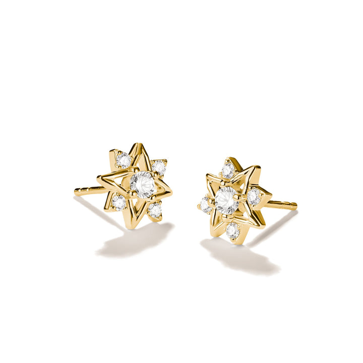 Stud earrings star with zirconia