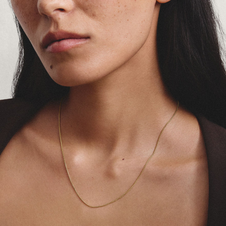 Gold-Tone Stainless Steel Box Chain Necklace 1mm