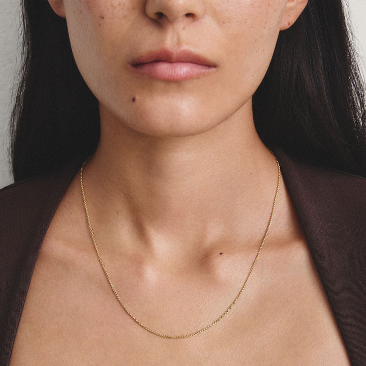 Gold-Tone Stainless Steel Box Chain Necklace 1mm