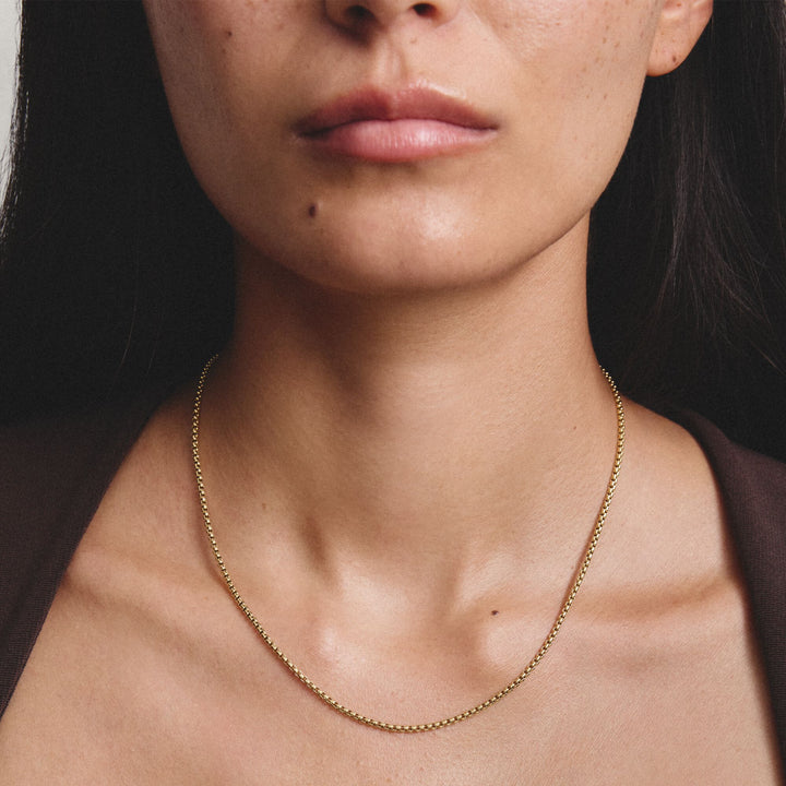 Gold-Tone Stainless Steel Box Chain Necklace 2mm
